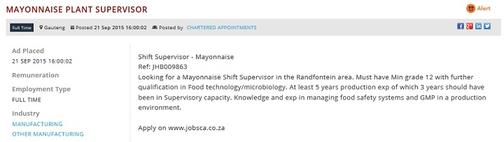 Mayonnaise-Plant-Supervisor